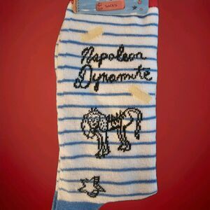 Napoleon Dynamite Liger Sweet Blue White Striped Crew Socks Size 10-13  Novelty